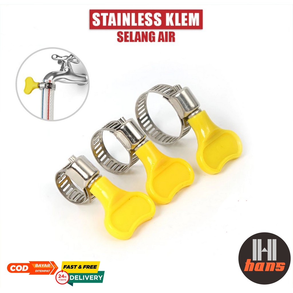 Klem Kuping Penjepit Selang Pipa Keran Air Gas LPG Ring Putar Bahan Stainless Menjepit Kuat dan Aman