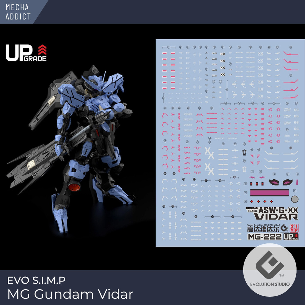Water Slide Decal MG Gundam Vidar by EVO SIMP - Fluorescent