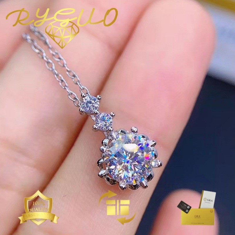 RYGUO Moissanite Kalung Liontin Platinum PT950 Terlaris Untuk Wanita