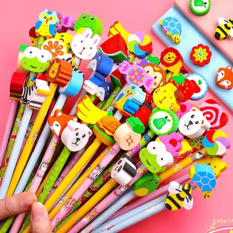 

6.6 1 LUSIN PENSIL MOTIF + PENGHAPUS / PENCIL TULIS MOTIF / PENSIL TULIS MURAH PGS