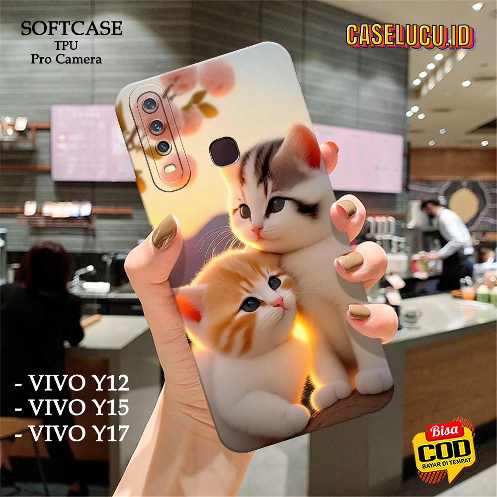 Casing Hp Vivo Y12 / Y15 / Y17 Terbaru - Fashion Case Kucing - Case Vivo Y12 / Y15 / Y17 - Soft Case