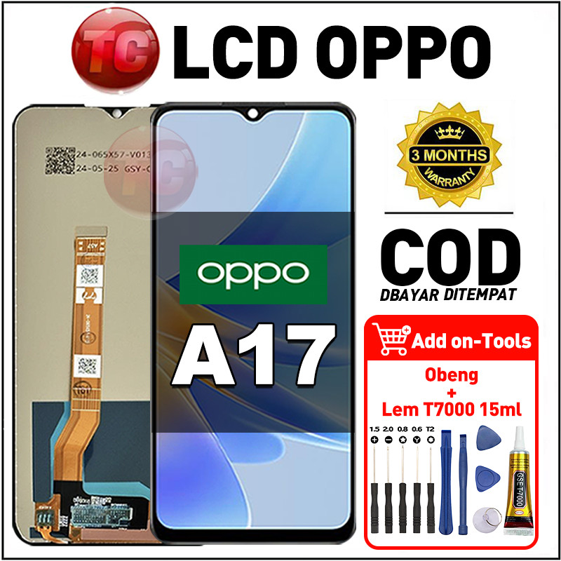 TC LCD For OPPO A17 Obeng tools+Lem T7000 fullset hp Touchscreen Replacement HP Kualitas Premium - L