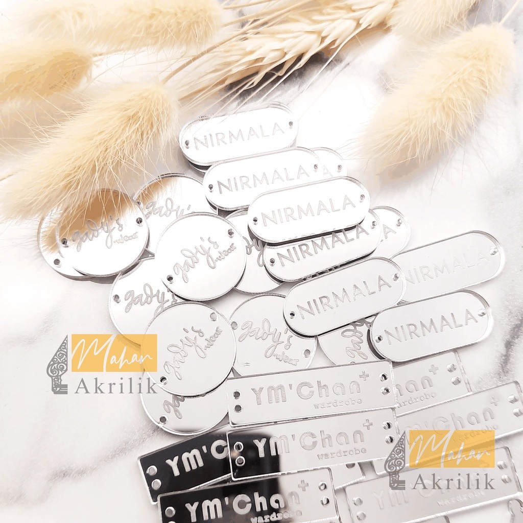 [TERMURAH] Tag HIjab Mirror SILVER  / Label Akrilik Rebranding Hijab/ Baju/ Gamis Label Baju Acrylic