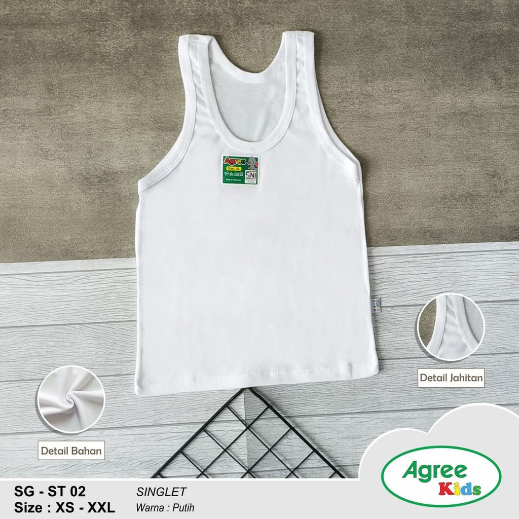 Agree kids 3pcs kaos dalam/singlet putih ST-02