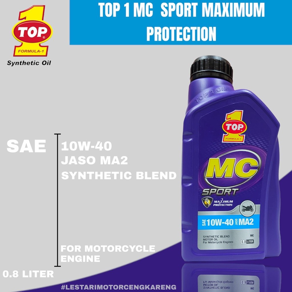 OLI TOP 1 TOP1 MC SPORT 100% SYNTHETIC BLEND 10W40 BEBEK RACING 800ML