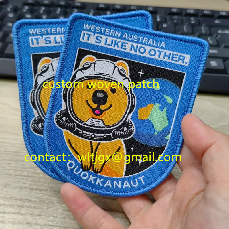 Personalized Woven Patches Custom Knitted Die Cut Labels Badges Hook and Loop Woven Patch for Clothi