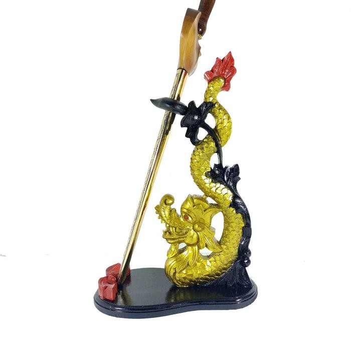 Blawong Jagrak Stand Pusaka Ukiran Naga Raja Sungging Kayu Jati Asli KF37454