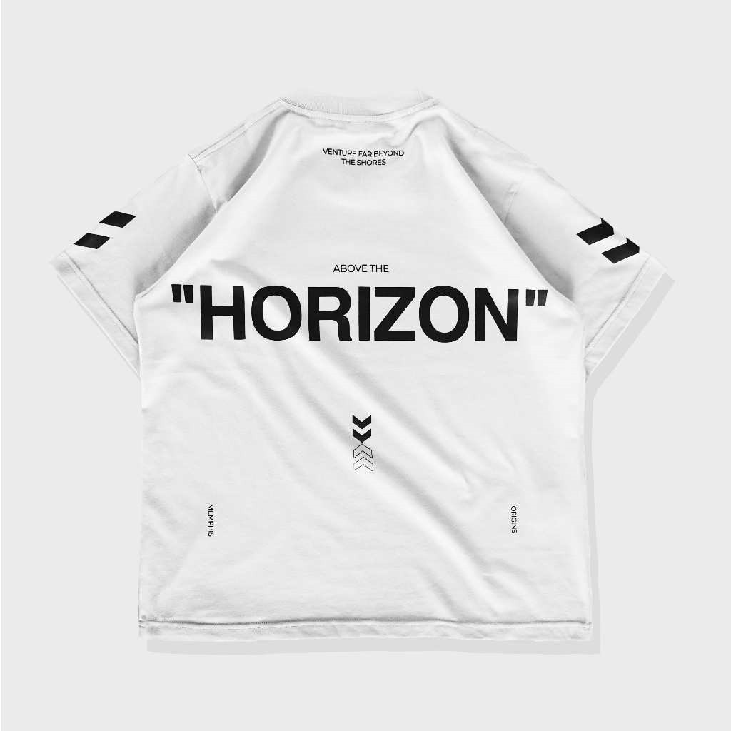 KAOS PRIA KATUN COMBED CASUAL LENGAN PENDEK PUTIH ORIGINAL MEMPHIS ORIGINS | ABOVE THE HORIZON WHITE