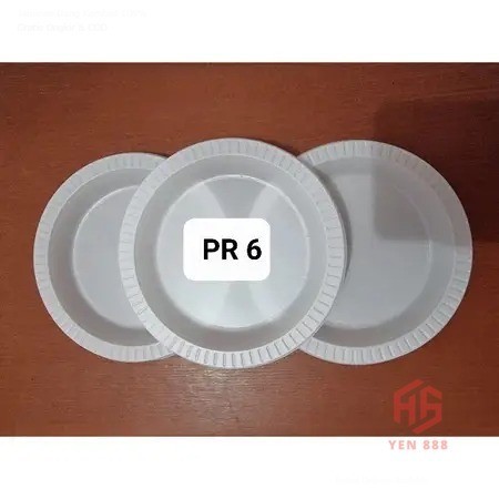 Piring Plastik Kecil Putih susu / Piring Plastik P6 Isi 50 Pcs