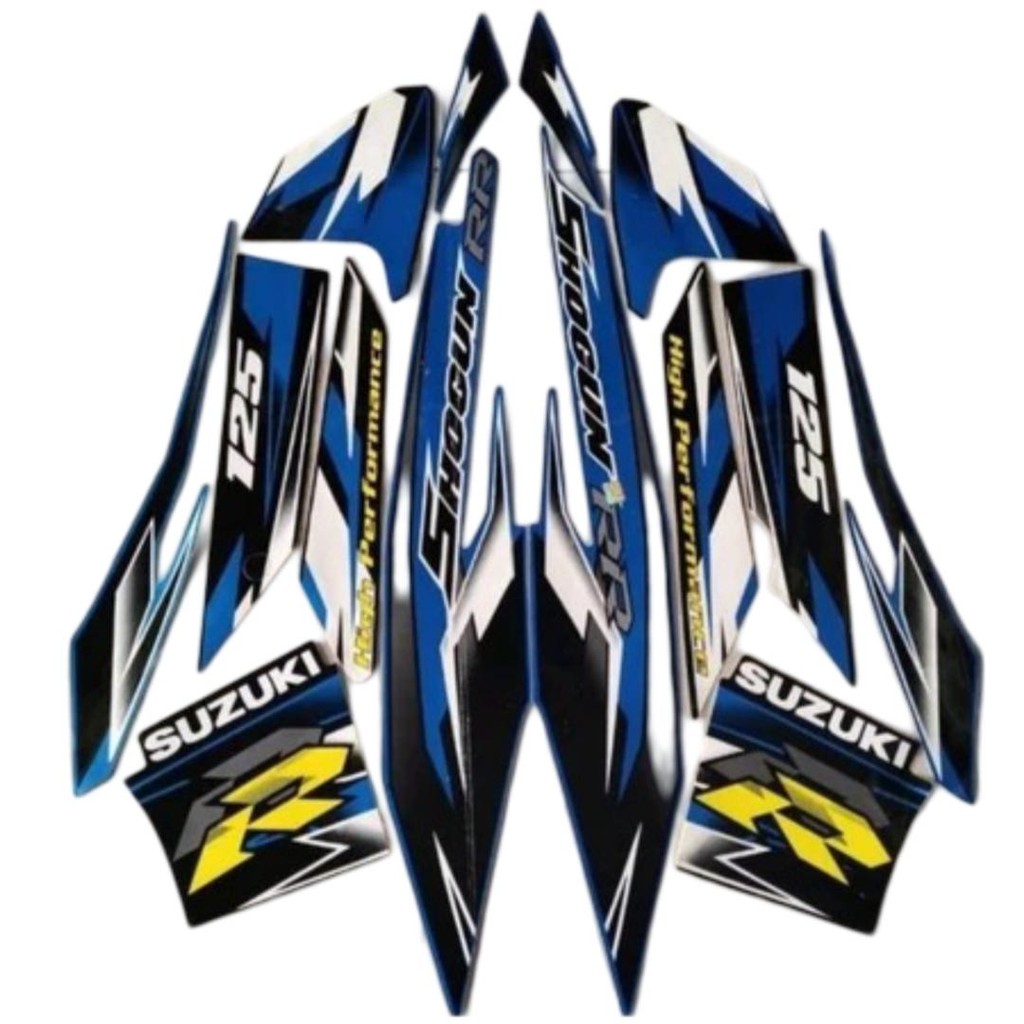 Stiker Striping Suzuki Shogun RR 125 2008 Hitam Biru Full Body - Sticker - Motorcycle striping  shog