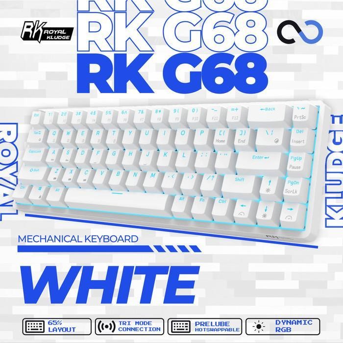 Royal Kludge RKG68 / RK-G68 / RK837 / RK68 Hotswap Mechanical Keyboard - Putih, Red
