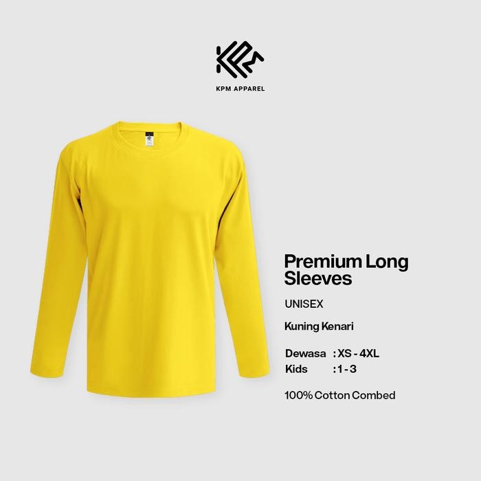 BIG SALE Kaos Polos KPM Apparel Premium Long Sleeves Big Size Part 2 - KUNING KENARI, 2XL