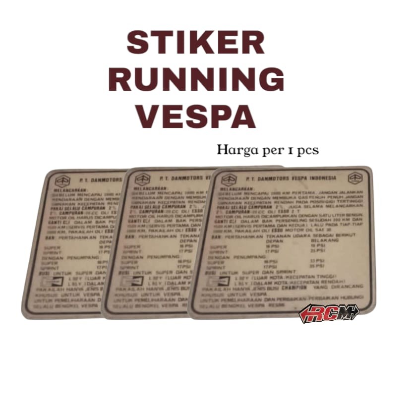 Stiker Sticker Runing Running Warning Danmotor Danmotors Stiker Laci Running Vespa Motor Old Klasik 
