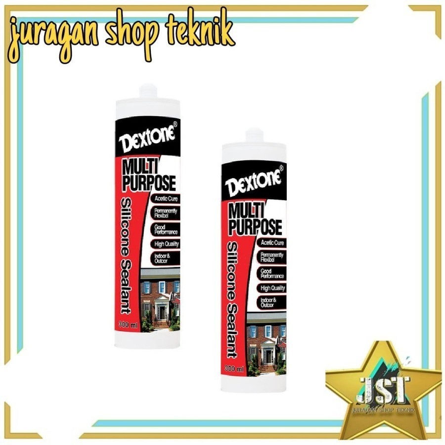 Dextone Lem Silicone Sealant Multi Purpose 300ml - sealant kaca - Putih