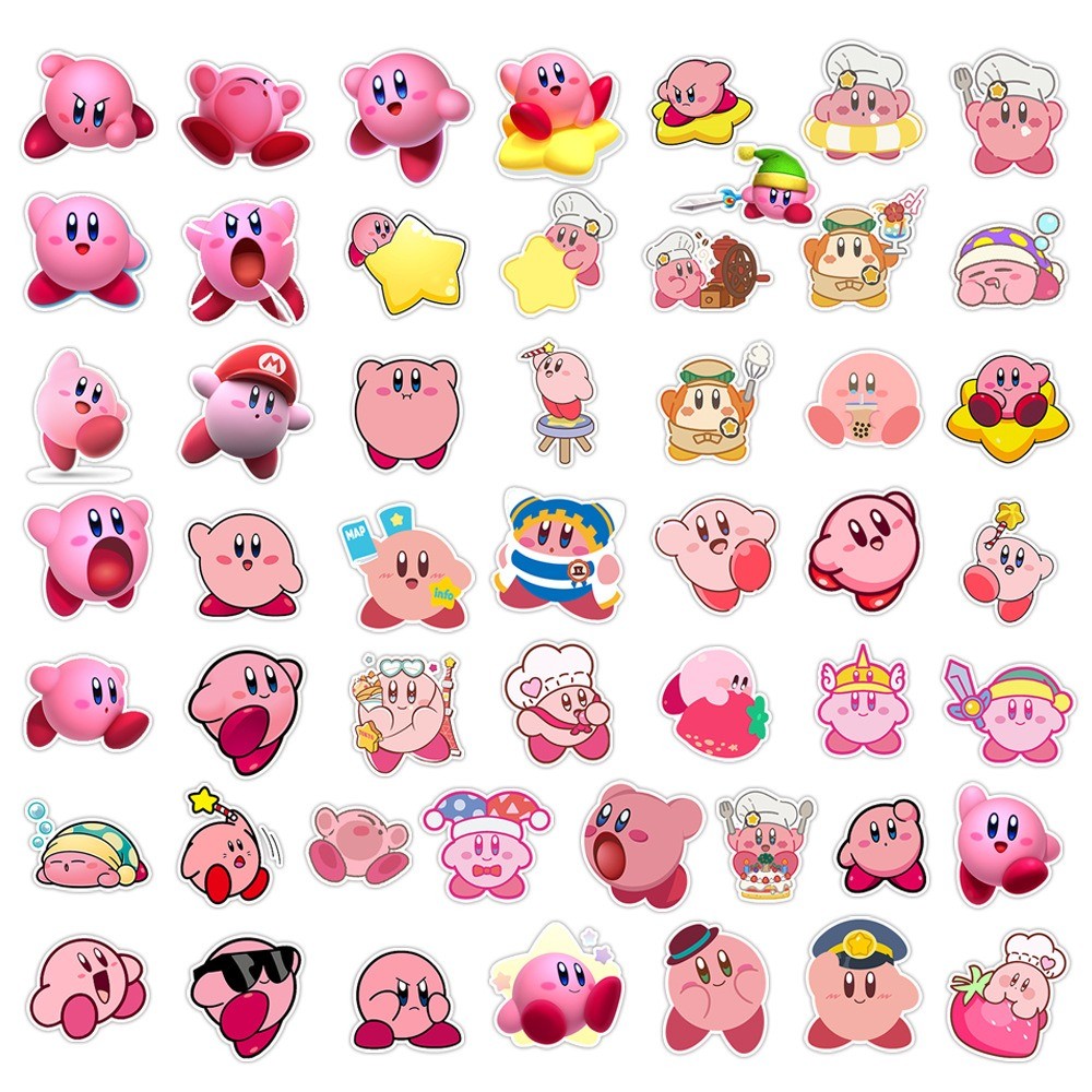 

50 Pcs Sticker Kirby Vinyl Waterproof untuk Tempelan Laptop Tumbler HP Koper DIY [12]