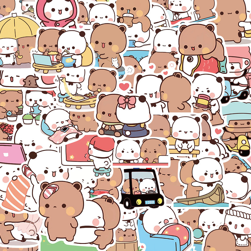 

50PCS Bubu and Dudu Stickers Cute Bear Couple Toy Doodles Decorative Graffiti Decal Phone Bottles Scrapbook Waterproof Sticker