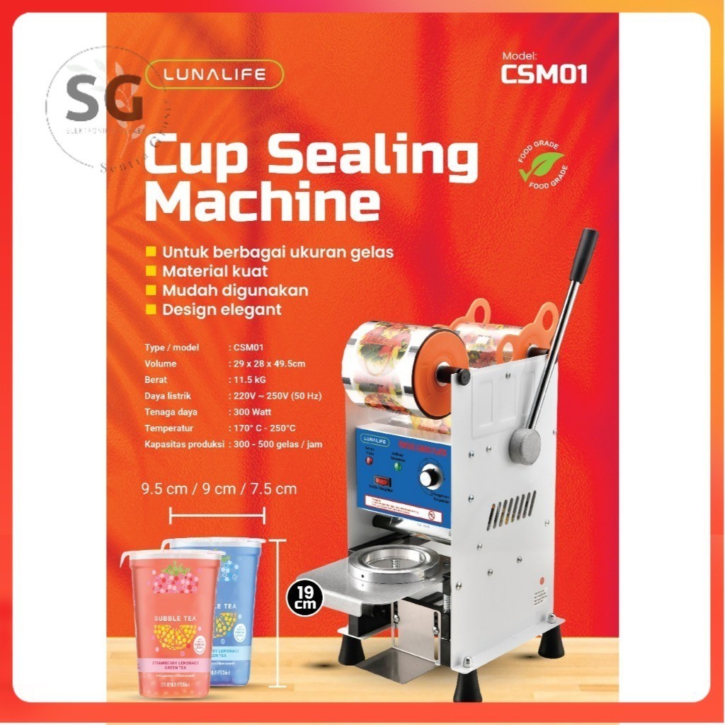 Mesin Cup Sealer LUNA LIFE CSM01 Mesin Press Gelas Plastik 26oz 22oz 18oz 16oz  penutup minuman [SG]