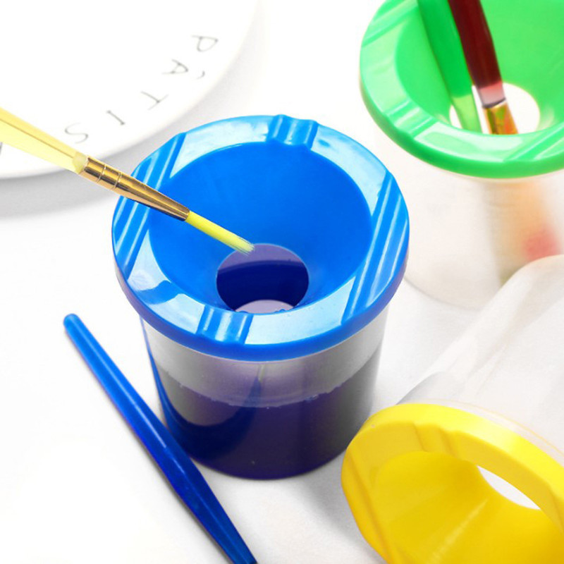 

Painted Art Pen Washing Cup Plastic Transparent Multifunctional Pen Washing Bucket Watercolor Paint Painting Pen Washing Cup