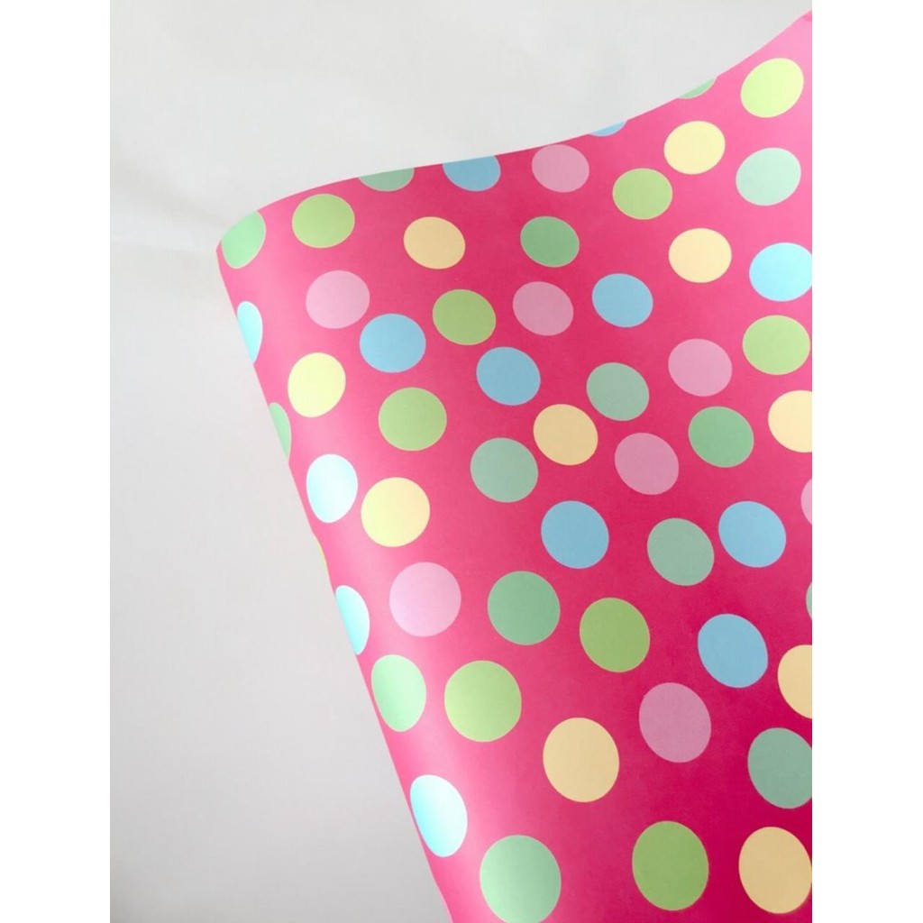 

Kertas Kado Jumbo Pink Polkadot Warna Warni