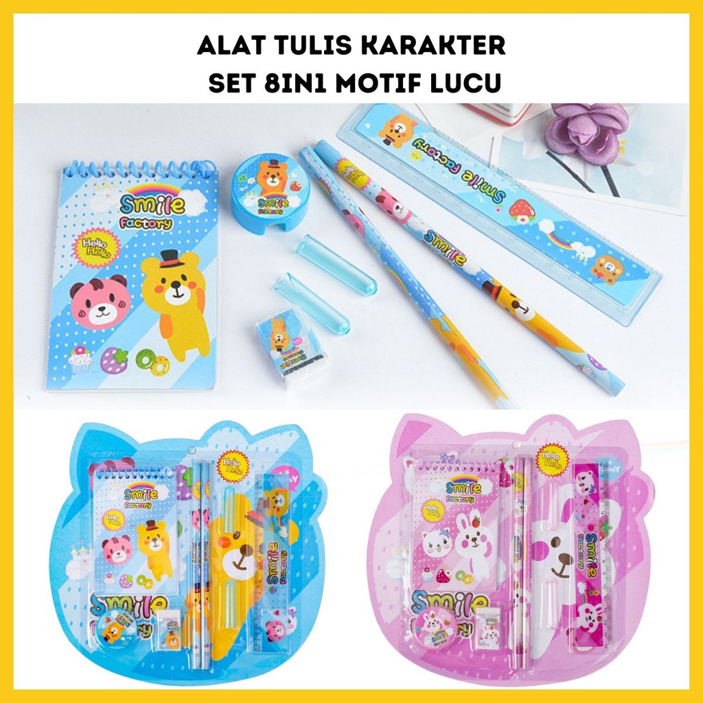

Set Alat Tulis Karakter 8in1 / Paket Lengkap Notebook Pensil Penggaris Penghapus Rautan Gambar Kartun Lucu / Mini Stationery Character 8 Pcs ATK Peralatan Menulis Anak Sekolah Hadiah Kado Ulang Tahun Souvernir Unik - YASMINE SHOP21