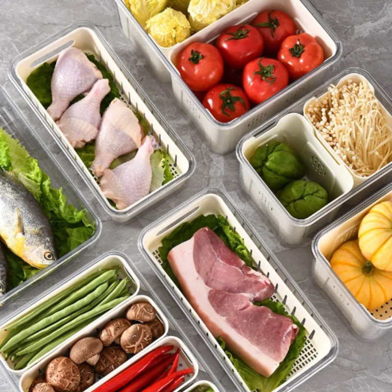 Kotak Penyimpanan Makanan Kulkas Pengering Sayuran Serbaguna  / Pengering Sayur Keranjang Buah Sayur