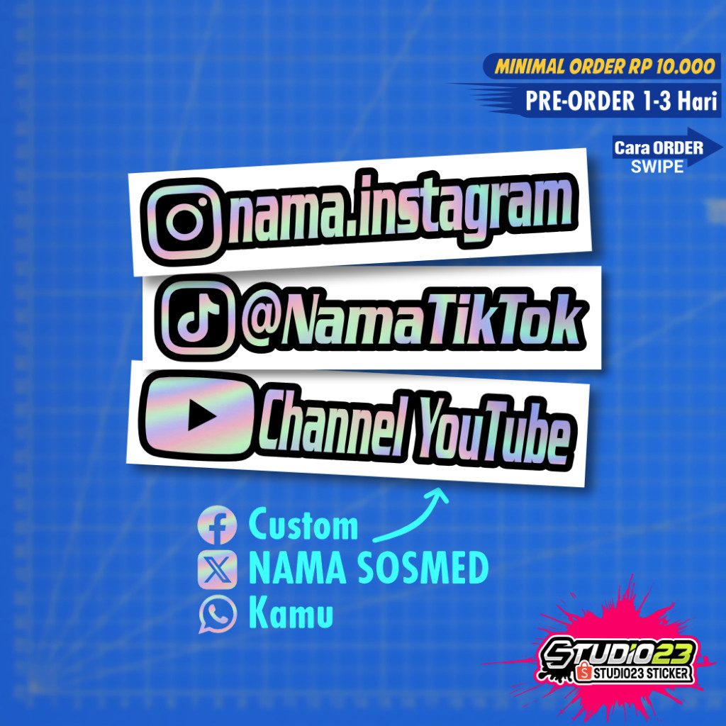 

Stiker Nama SOSMED Social Media Cutting - LIST HITAM