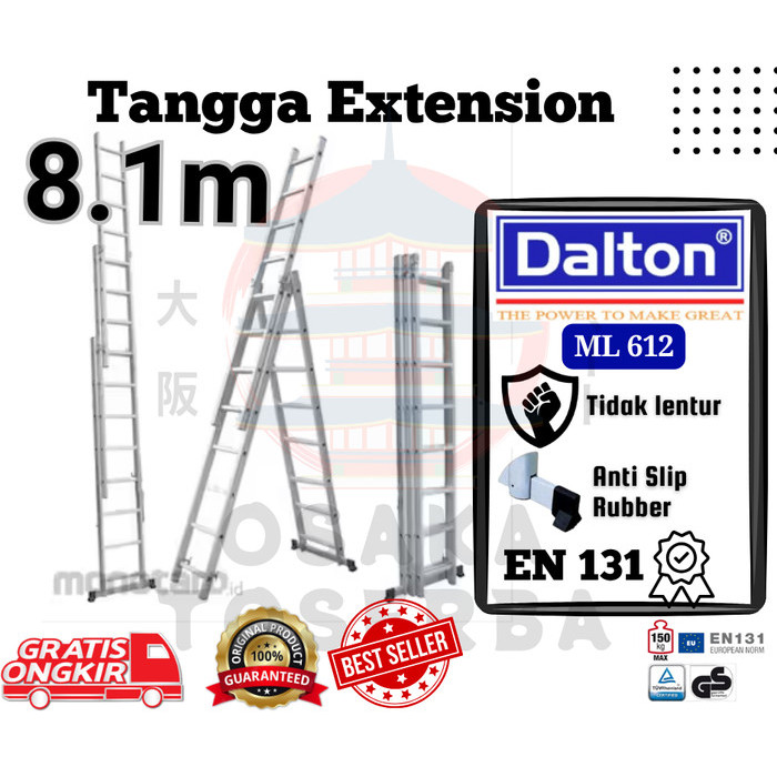 Tangga Lipat Extension 8 meter DALTON - Tangga Aluminium Extension 8 meter ML 612 Tangga PLN