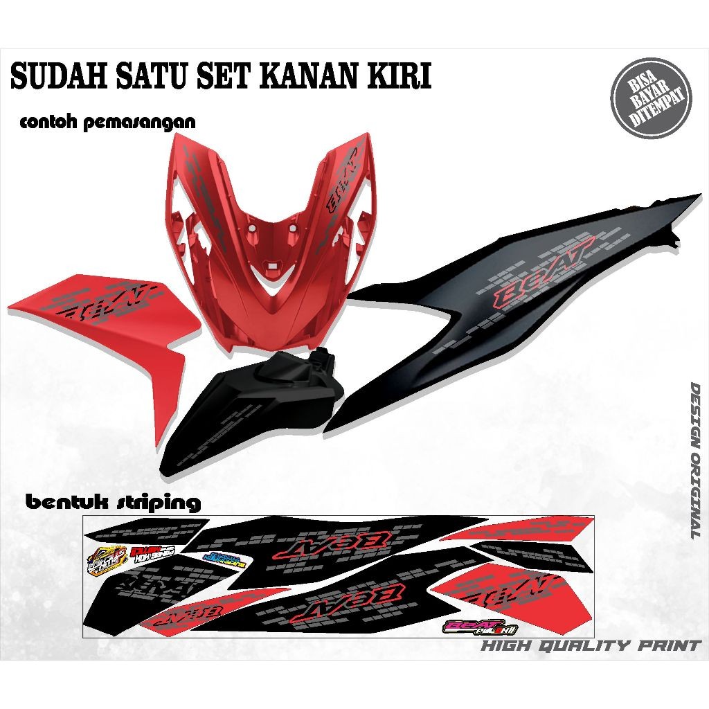 striping variasi beat deluxe/street 2020-2023 sticker motif simple terbaru