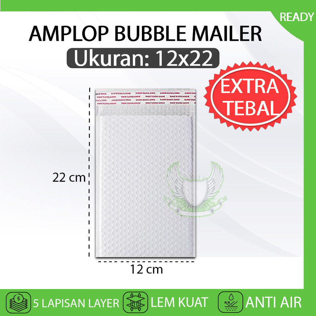 

Kantong Plastik Packing Amplop BUBBLE MAILER 12X22 Bubble Wrap Polymailer Putih WHITE Bungkus Paket Online Shop Premium