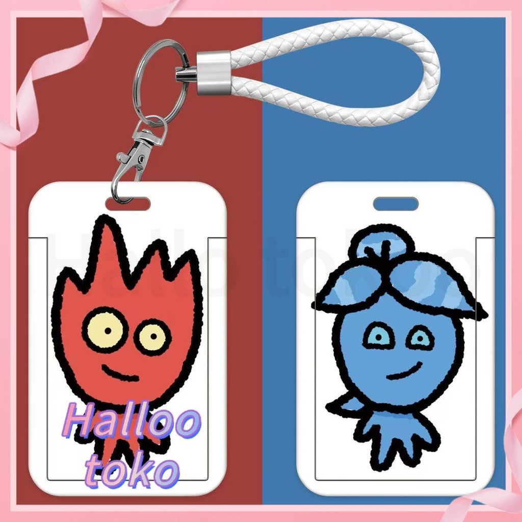 

ID CARD HOLDER MOTIF KAWAII TEMPAT KARTU PHOTOCARD PHOTO CARD Pelindung + Tali,Orang-orang api kecil pasangan