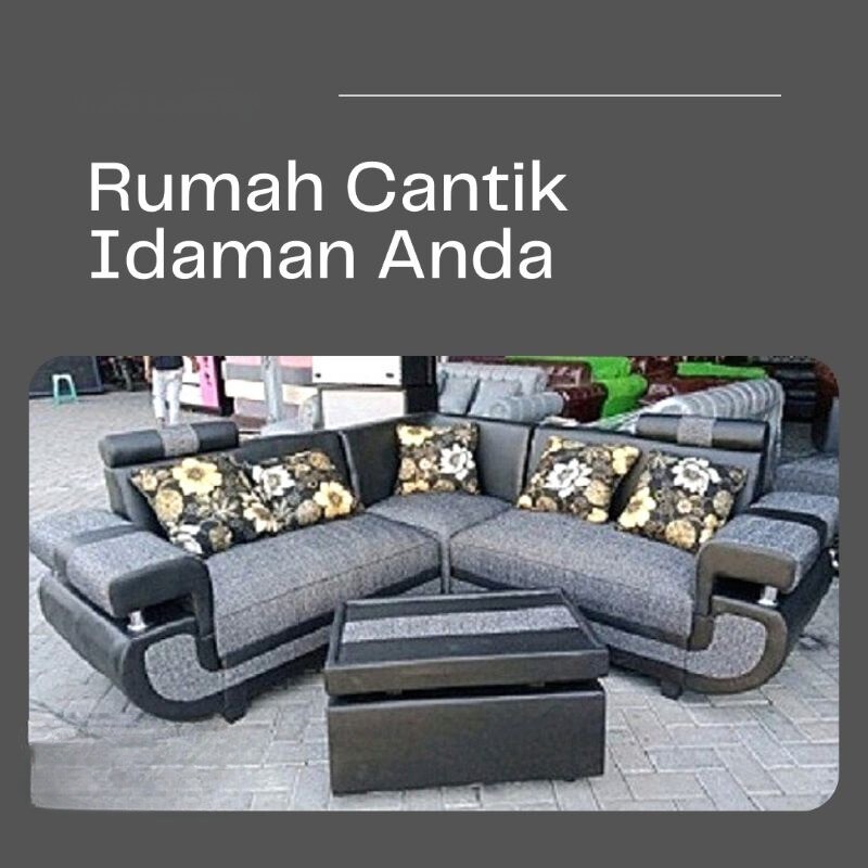 sofa L sudut + meja MINIMALIS MODERN