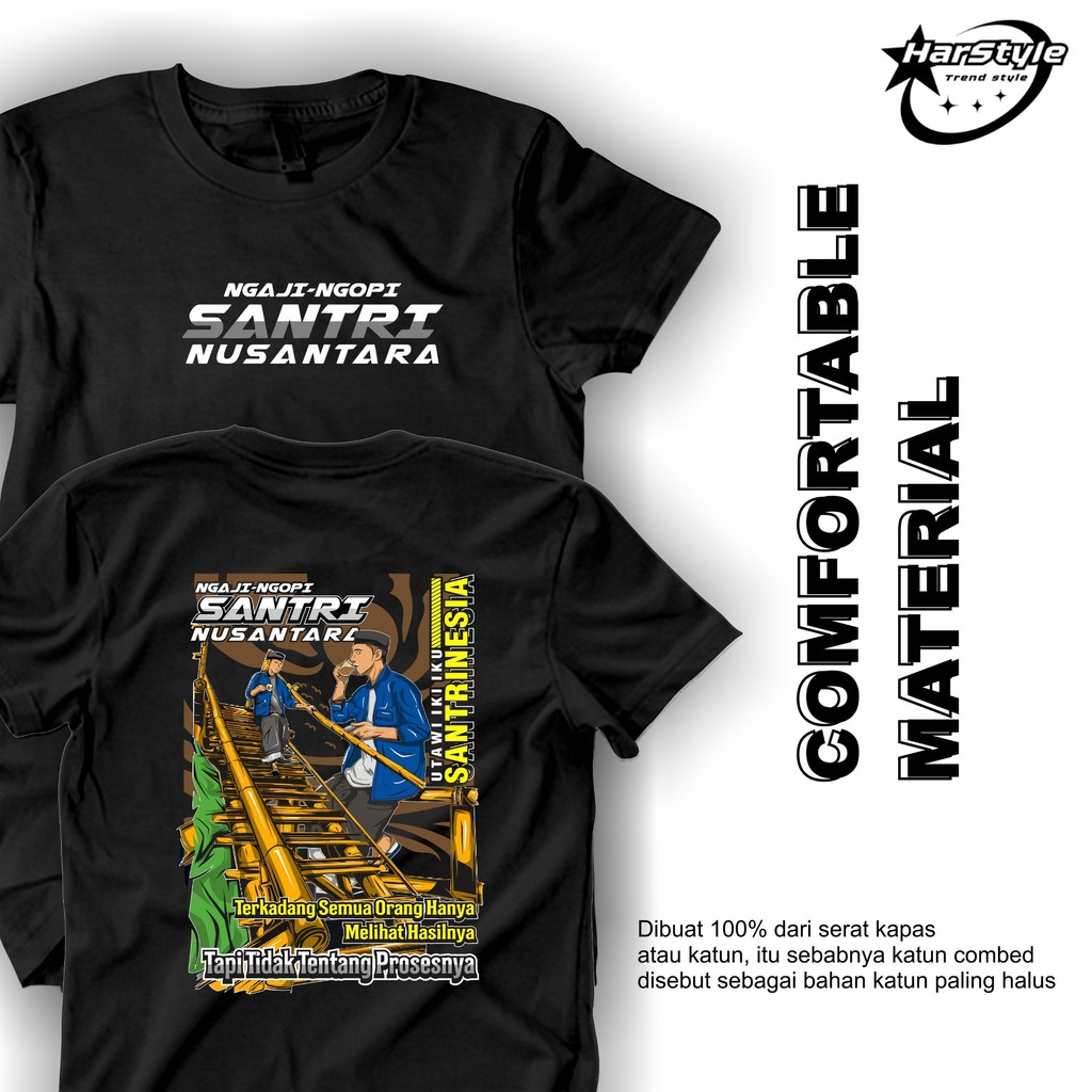 Baju Kaos Pria Ngaji Ngopi Santri Nusantara Pesona Indonesia Tshirt Distro Wanita Dewasa Kata Kata K