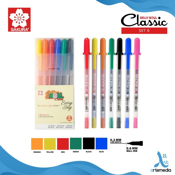 

[New]PROMO Pulpen Warna Sakura Gelly Roll Classic Color Set Gel Pen Bolpen - CLASSIC SET 6