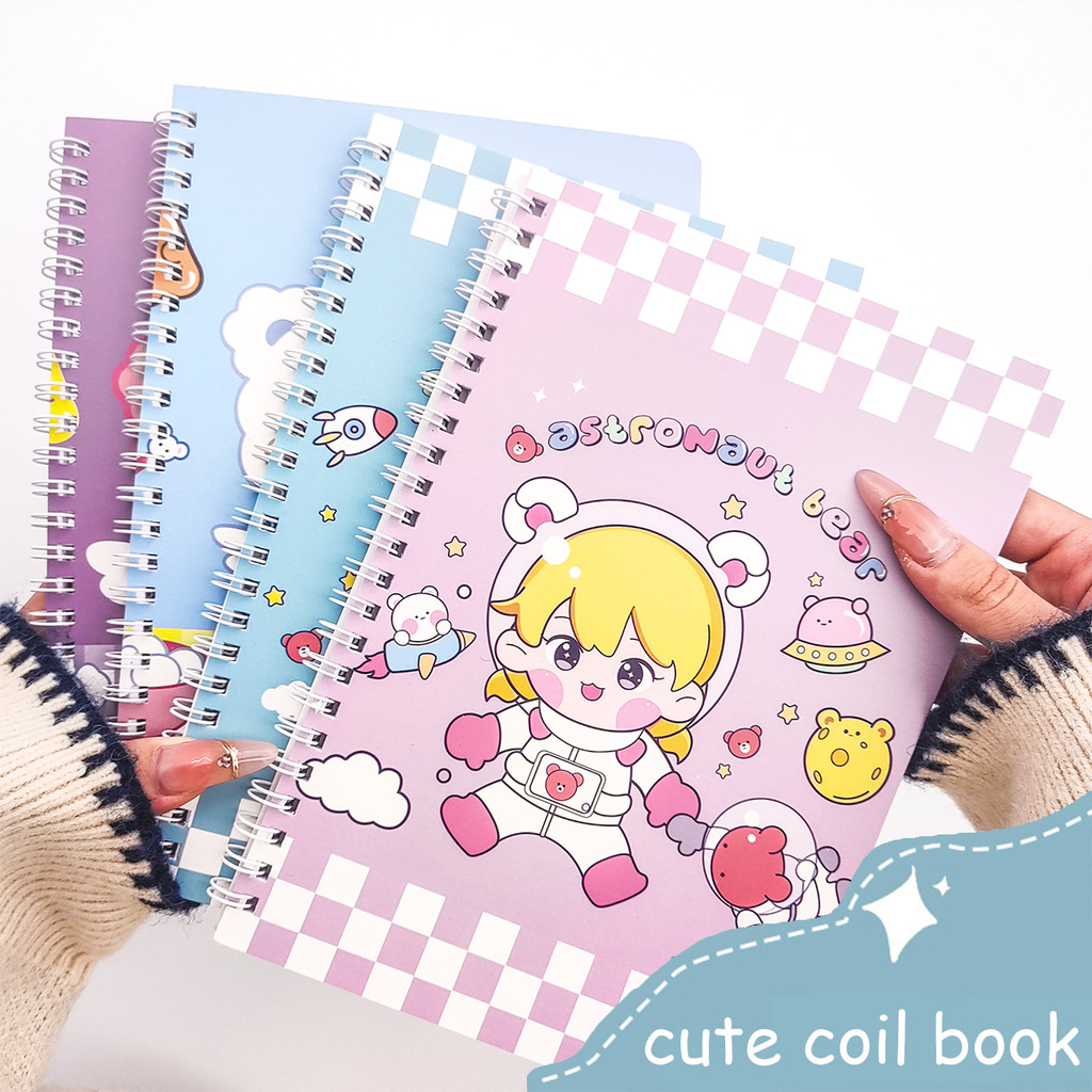 

1/4PCS A5 Coil Notebook Imut-Imut Buku Diary 60 Lembar Buku Catatan Buku Tulis Aesthetic Angel Bear - ZOFDA