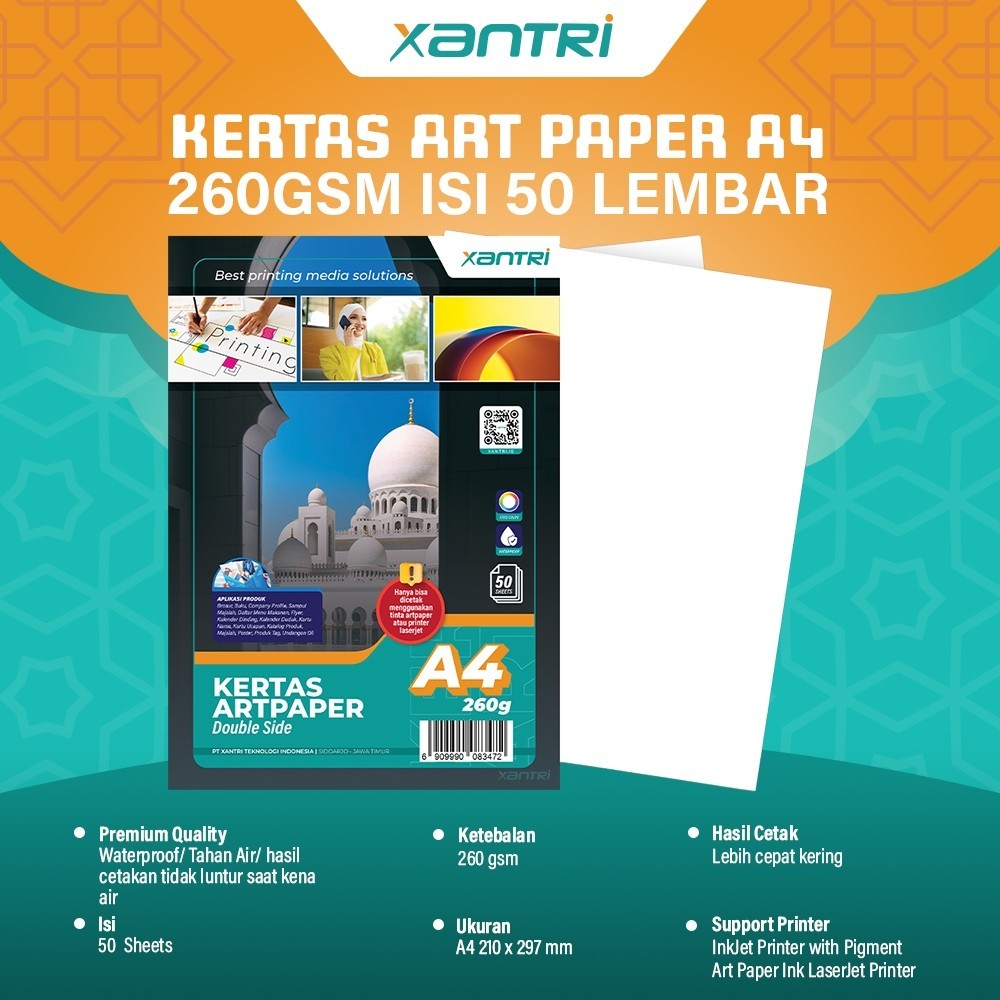 

Xantri - Kertas Art Paper A4 260gsm Isi 50 lembar Kertas Art Karton Cartoon Printer A4