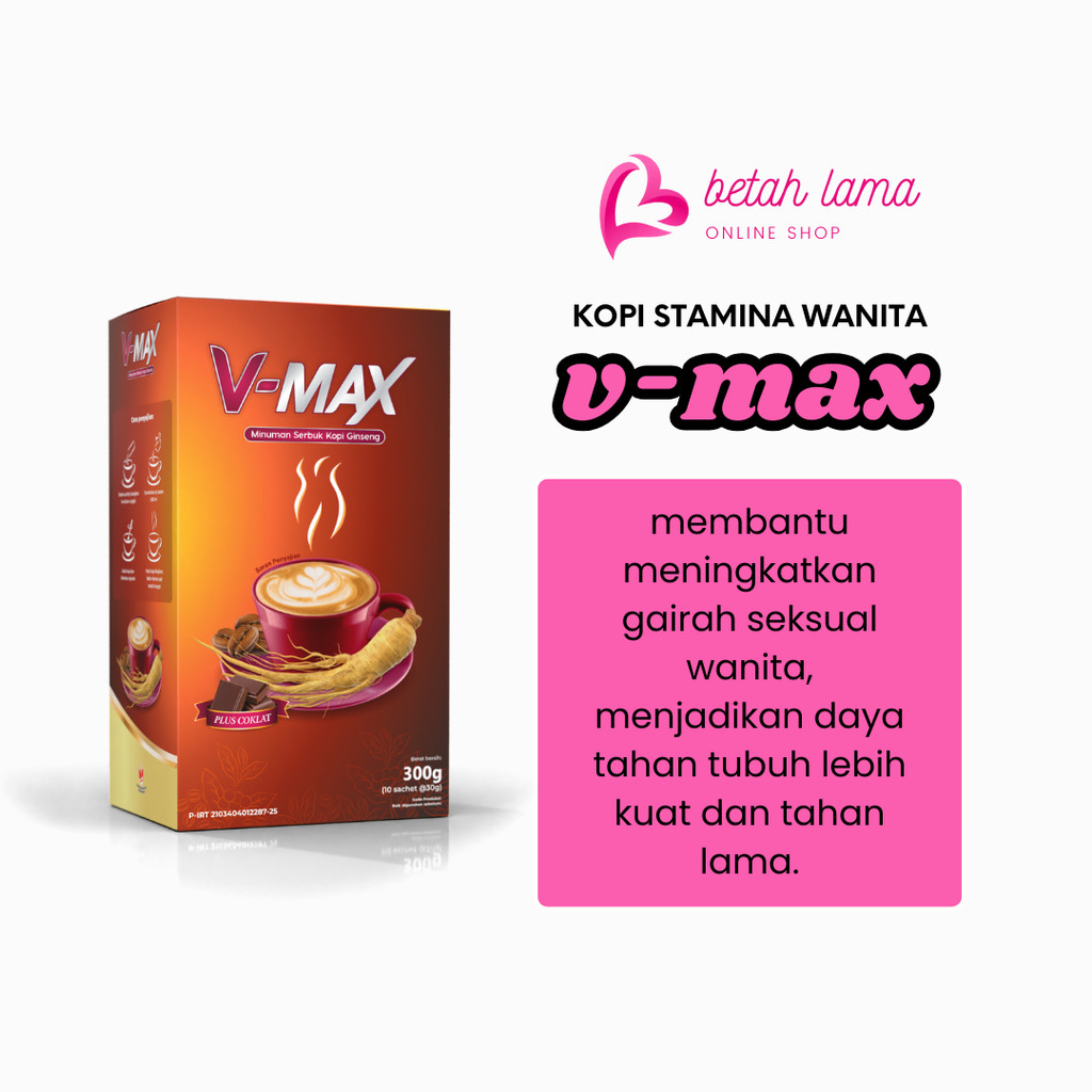 

V-MAX Coffee Kopi Ginseng Stamina Wanita Tahan Lama Ecer 1 Box 10 Sachet