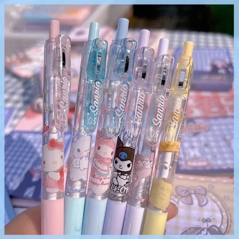 

Jiarui 6 Buah/Set Pena Gel Mekanis Sanrio/Pena Bolpoin Mekanis Kartun Tinta Hitam-0,5mm