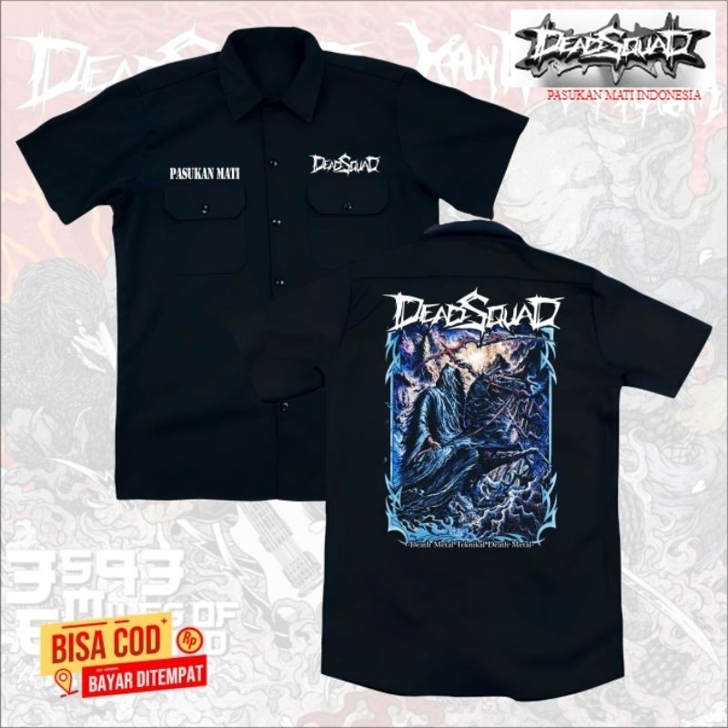 kemeja WORKSHIRT hitam band metal DEADSQUAD terbaru original distro | kemeja pendek metal DEADSQUAD 