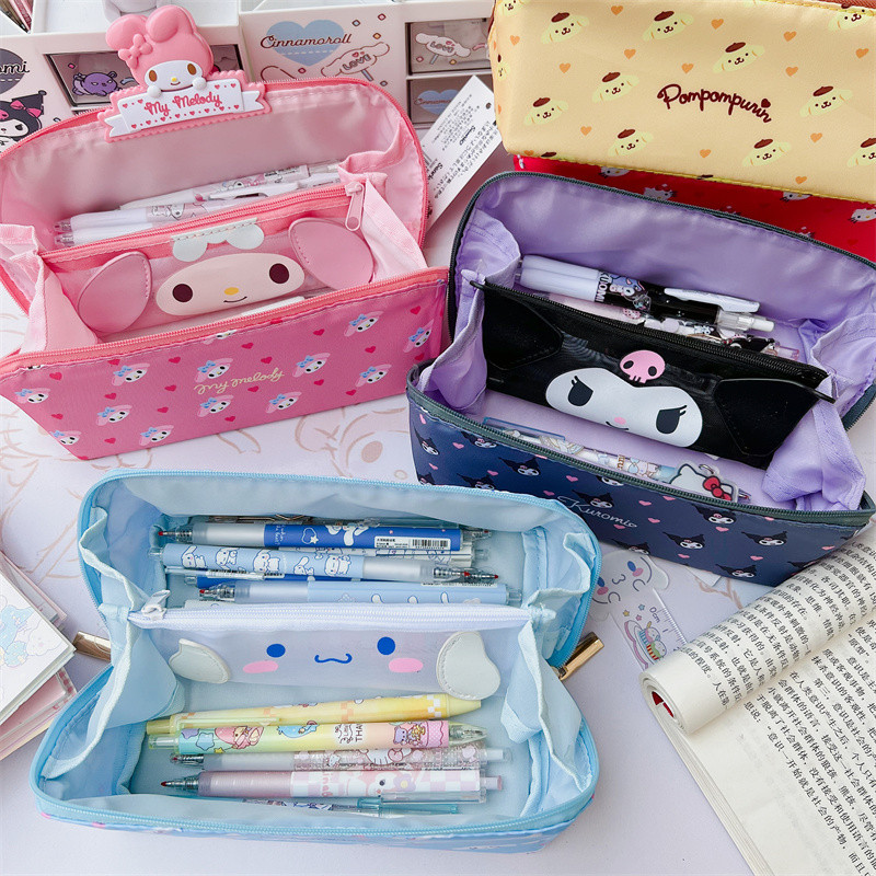 

Kawaii Japanese Style Pencil Case Kuromi My Melody Cinnamoroll Pen Case Pom Pom Purin Anime High Capacity Cosmetic Bag Xmas Gift