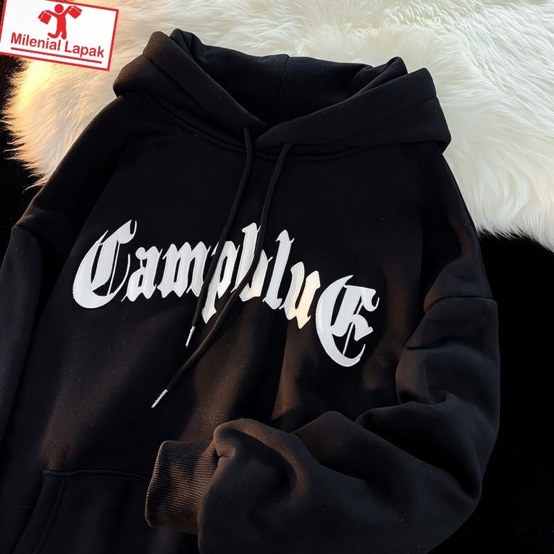 Jaket hoodie oversize kekinian (S-7XL) Pria Wanita uniseks Big size CAMPBLUR  Jumbo Katun Fleece Pre