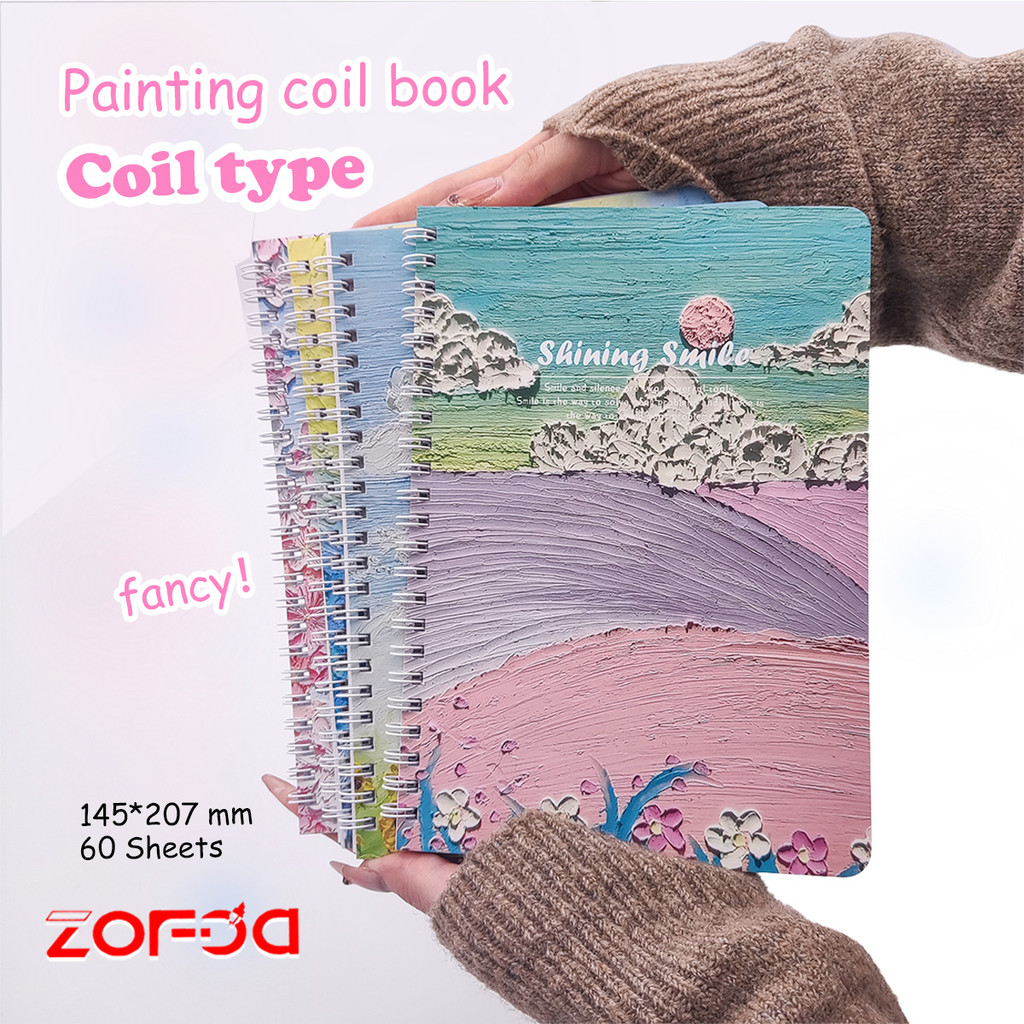 

60 Lembar Notebook Aesthetic A5 Buku Diary Buku Catatan Coil Notebook Buku Diary Aesthetic Dengan Sampul Lukisan Cat