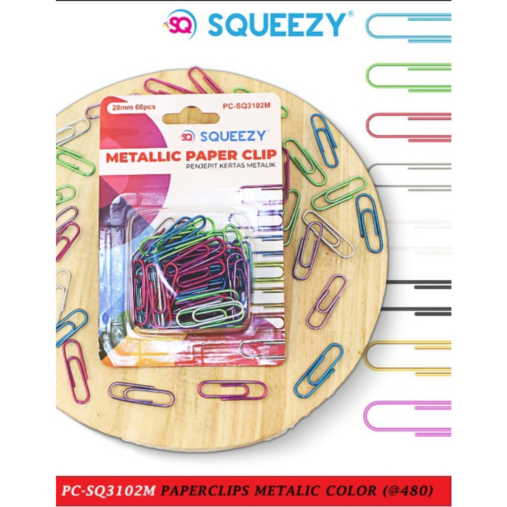 

Penjepit Kertas / Paper Clip Squeezy Warna Warni Metalik