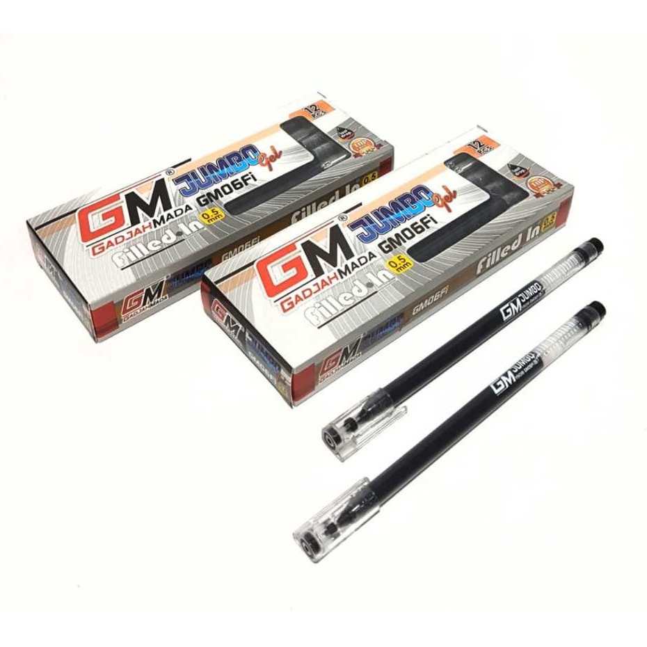 

Harga Grosir (1kotak/12pcs ) Pulpen Gel JUMBO GM-06Fi 0.5mm GADJAH MADA
