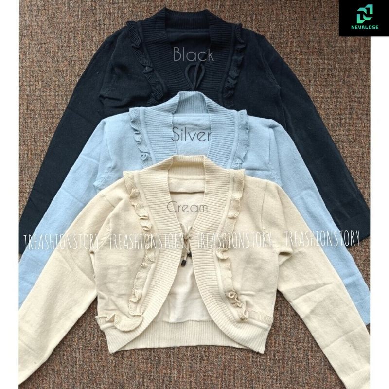 Bolero Nikita Knit Crop Atasan Wanita Tali Rajut Pendek