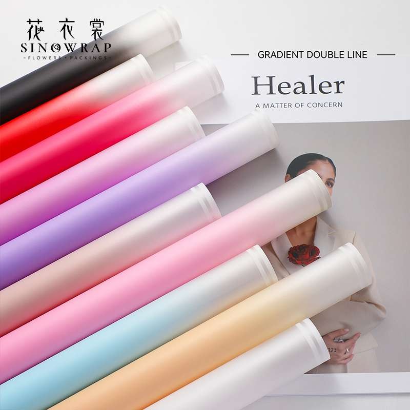 

(pack) kertas buket cellophane gradient double line flower wrapping 20 lembar