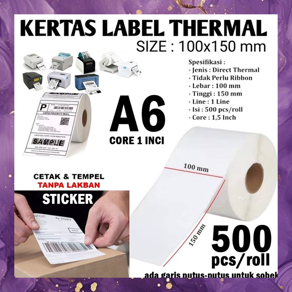 

(SBA) Label STICKER THERMAL 500 PC 10 x 15 CM A6 Resi Toko Online 4 x 6 Inci AT3744A2