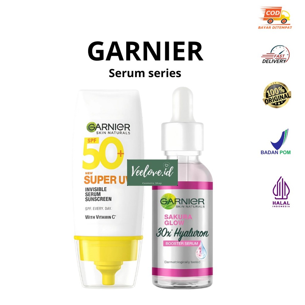 Garnier Serum Series | Sakura Glow 30x Hyaluron Booster Serum | SPF 50+ Super UV Serum Sunscreen