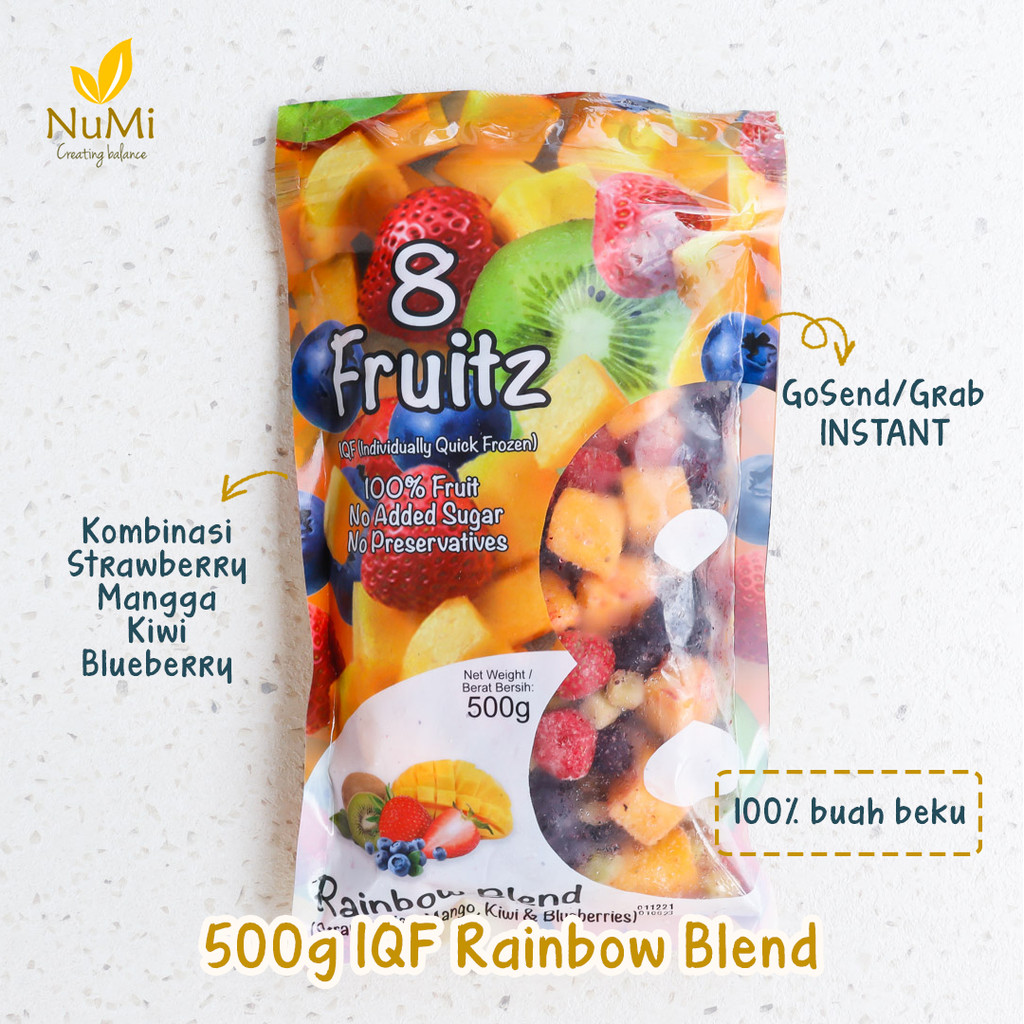 

500G IQF RAINBOW BLEND Strawberry Mango Kiwi Blueberry Frozen Buah Beku - 8 FRUITZ