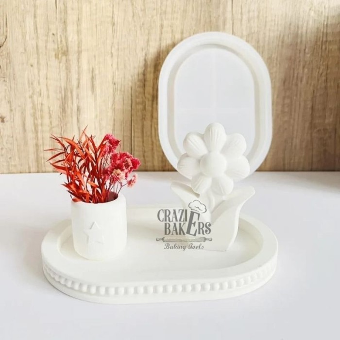Cetakan Silikon Resin Mold Oval Tray Plate Nampan Piring Oval Pinggir Gerigi