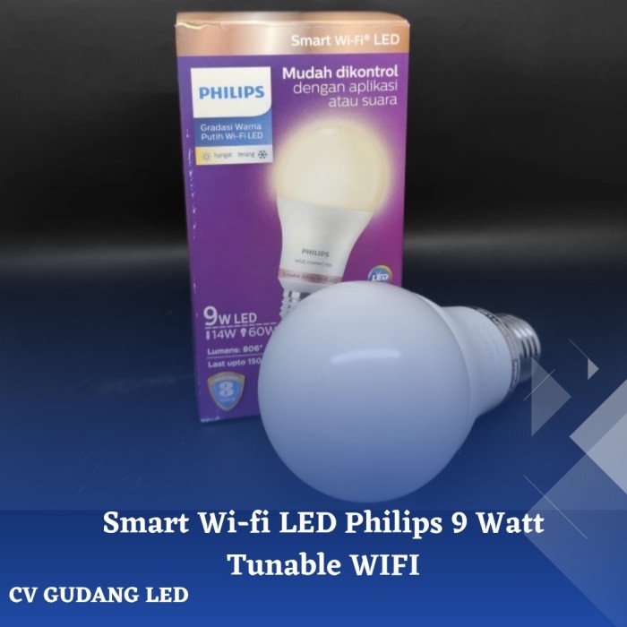 Smart Wi-fi LED Philips 9Watt Tunable Wi Fi Homeware Equipt